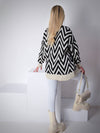 Button up Knitted cardigan Black-Beige