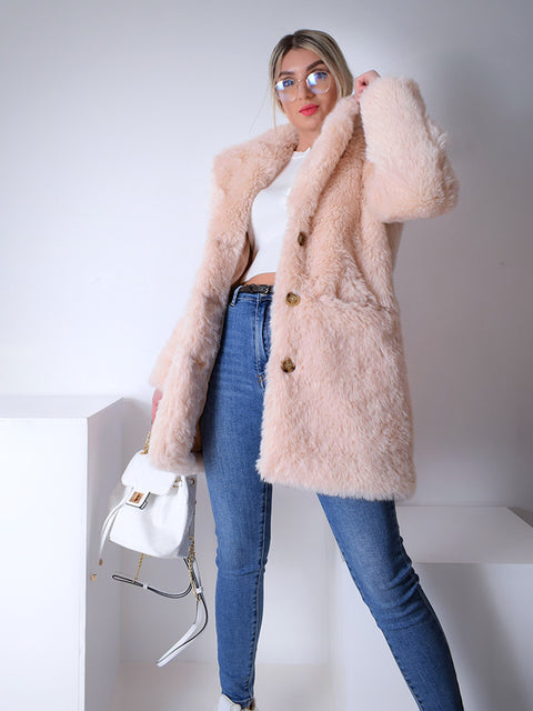 Peach Massive faux fur coat