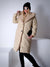 Emily Belted Quilted hooded coat Beige