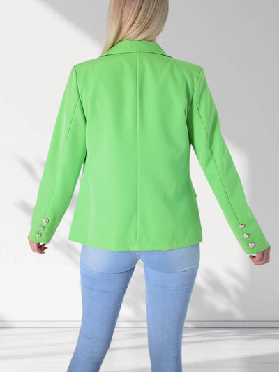 Gold Button Blazer Green