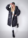 Sara Oversize Quilted hooded jacket Black
