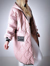 Sara Oversize Quilted hooded jacket Dusty Pink