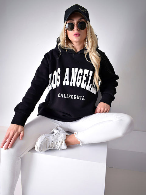 Los Angeles oversized hoodie Black