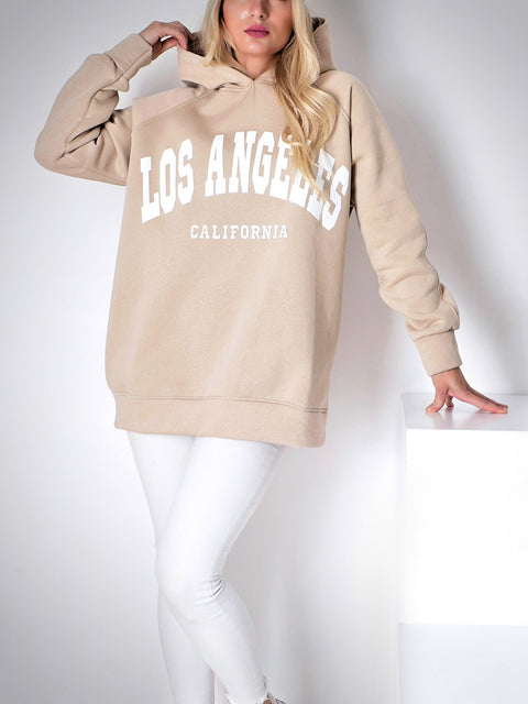 Los Angeles oversized hoodie Beige