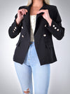 Gold Button Blazer Black