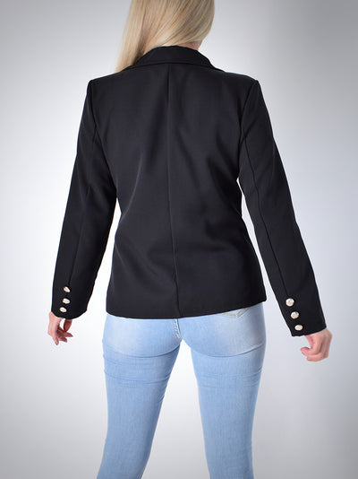 Gold Button Blazer Black