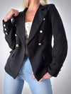 Gold Button Blazer Black