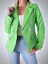 Gold Button Blazer Green