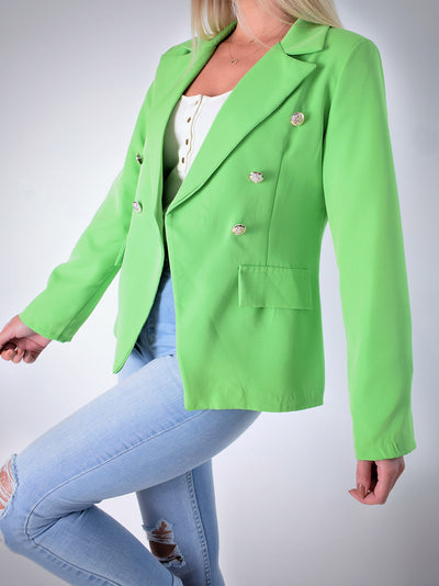 Gold Button Blazer Green