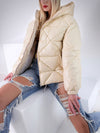 Cream hooded padded jacket