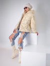 Cream hooded padded jacket