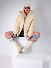 Cream hooded padded jacket