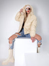 Cream hooded padded jacket