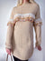 Knitted longline jumper Sequin and lace detail  Beige
