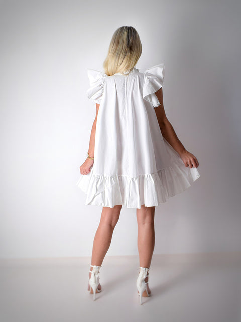 Frill skirt oversize dress White