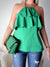 Cotton Chain open back Frill top Green