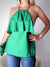 Cotton Chain open back Frill top Green