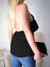 Cotton Chain open back Frill top Black