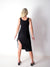 Black ruched side split dress