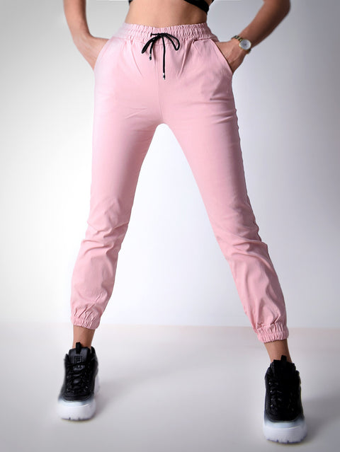 Pink elasticated hem trousers