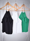 Cotton Chain open back Frill top Black