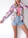 Velvet floral print jacket