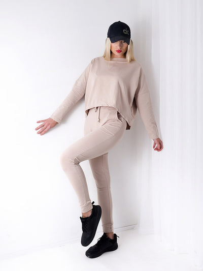 Fara Co.Ord Joggers and Jumper set Beige