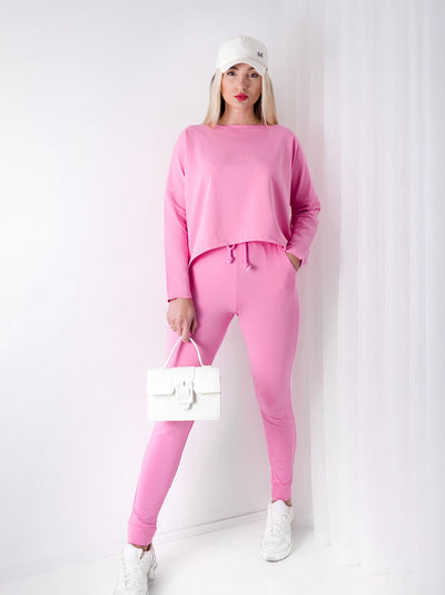 Fara Co.Ord Joggers and Jumper set Pink