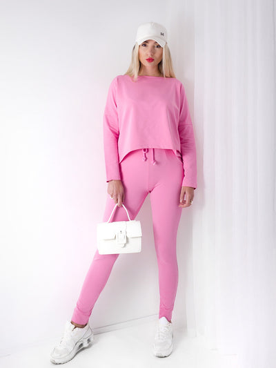 Fara Co.Ord Joggers and Jumper set Pink