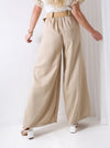 Natural wide leg belted trousers