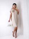 Flower short sleeve dress Beige