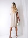 Flower short sleeve dress Beige