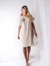 Flower short sleeve dress Beige