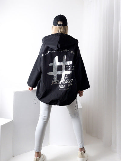 Arielle Black hooded oversize Jacket