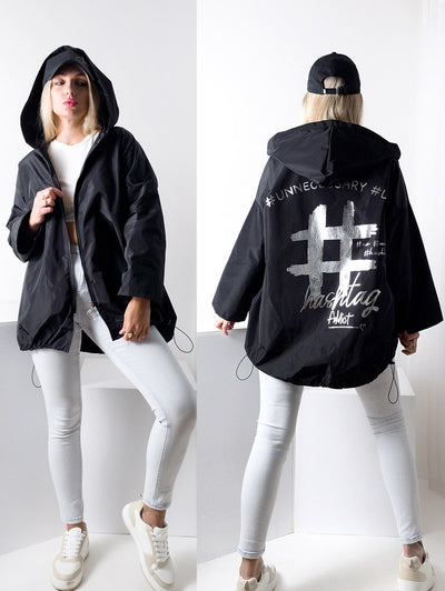 Arielle Black hooded oversize Jacket