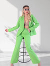Gold Button Blazer Green