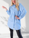 Button up cuff sleeve basic shirt Light Blue
