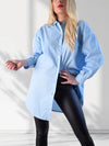 Button up cuff sleeve basic shirt Light Blue