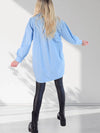 Button up cuff sleeve basic shirt Light Blue