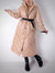 Beige quilted longline coat