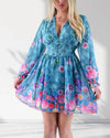 Teal Floral print v-neck dress