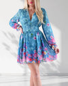 Teal Floral print v-neck dress
