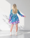 Teal Floral print v-neck dress