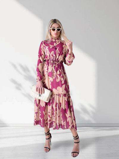 Mia Tie waist dress Magenta