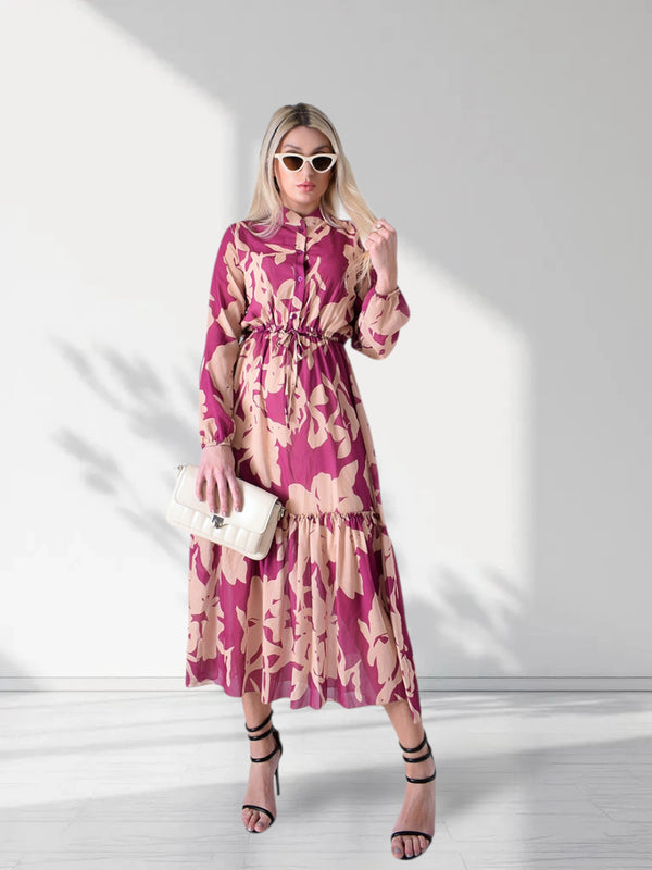 Mia Tie waist dress Magenta