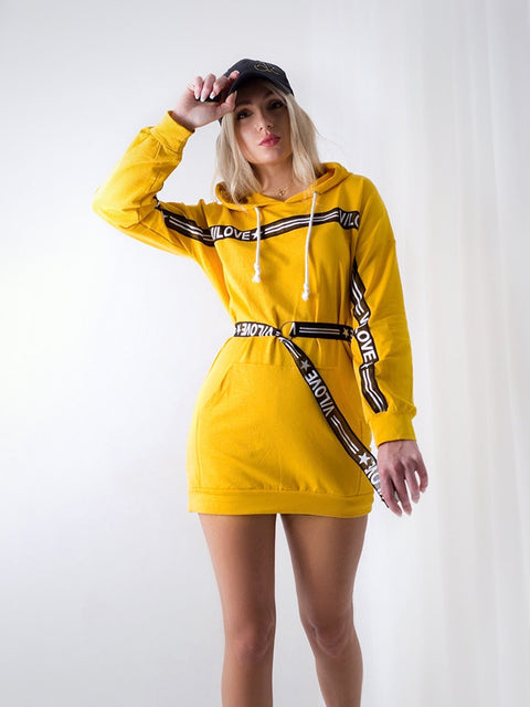 Fashion tape jumper / jumper dress Mustard