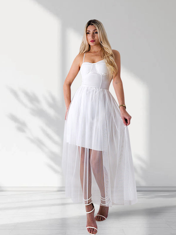 Amelia Tulle skirt dress White