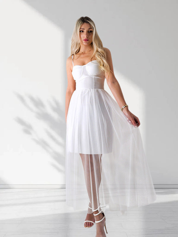 Amelia Tulle skirt dress White