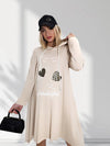 Face art and leo detail print jumper dress Beige