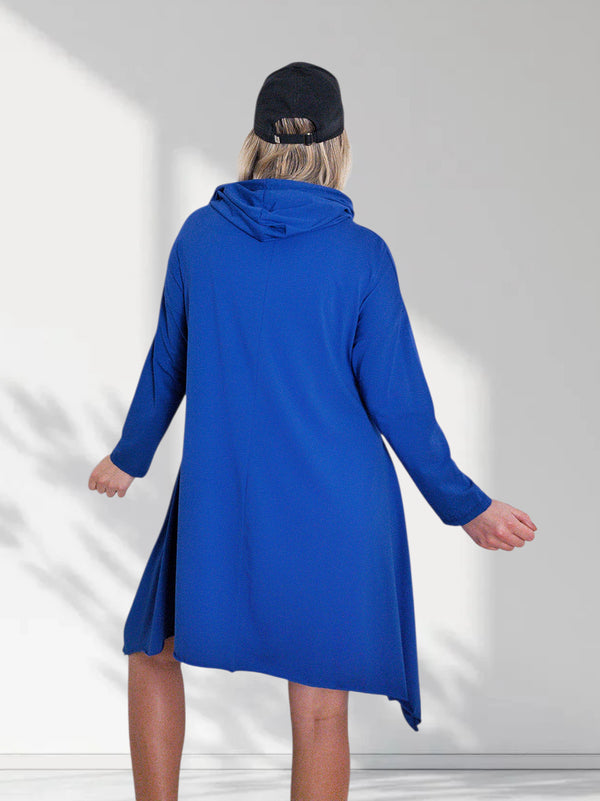 Face art and leo detail print jumper dress Blue